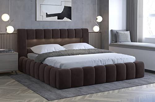 Best for Home Luxus Polsterbett inkl. LED Ambiente Designbett Lamica 140x200 Monolith 29