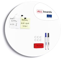 ALLboards 40 cm Diameter Round Magnetic Panel in White – Frameless White Board