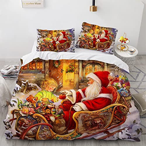 LUDVIK Mikrofaser Bettwaren & Bettwã¤Sche Schnell Trocknend Und Kein Bügeln Bettwäsche Weihnachten Weihnachts Wintermotiv Weihnachtsmotiv + 2 Kissenbezüge 80X80Cm Bettwaesche 155X220 155X220 cm