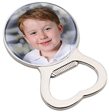 Personalised with Photo Silver Metal Bottle Opener Presented in a Gift Organza Bag