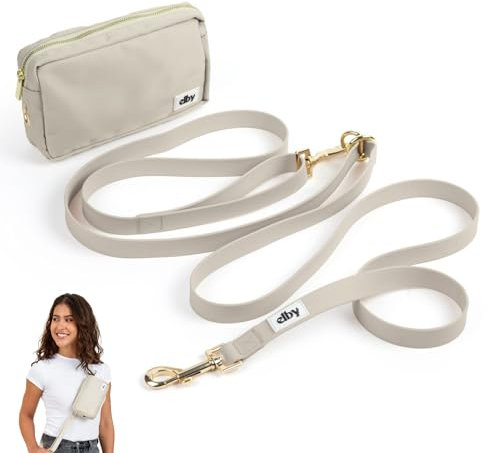 Elby, Laisse Mains Libres pour Chien avec Pochette à friandises, Laisse à bandoulière avec Sac Banane, Sac de Marche pour Dressage d'animaux de Compagnie, Accessoires et Essentiels pour Chiens de