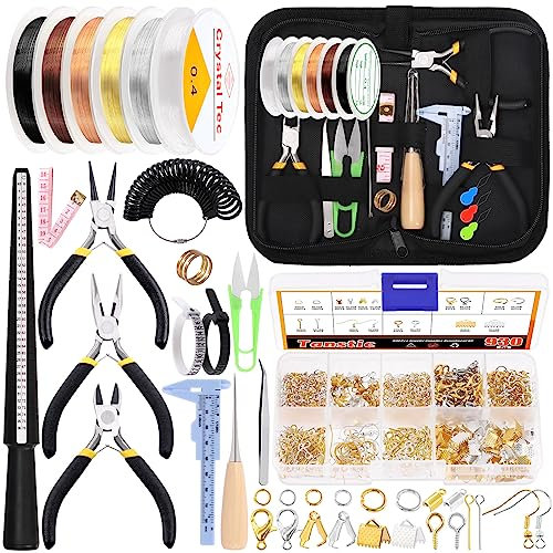 Tanstic 958Pcs Jewelry Making Supplies Kit, Jewelry Making Kit with Jewelry Making Tools, Jewelry Pliers, Jewelry Wires, Jewelry Jump Rings Findings and Storage Bag for Jewelry Repair and Beading