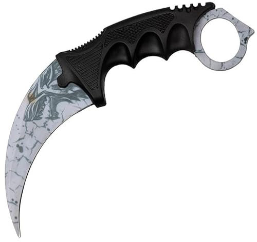 Generisch Hochwertiges CSGO Jagdmesser CSGO Karambit Legal Messer Skin Übungsmesser Trainingsmesser Real-Life-Sammlung Scharf Jagd Survival Outdoor Counter-Strike Knife (White Wolf [Scharf!])
