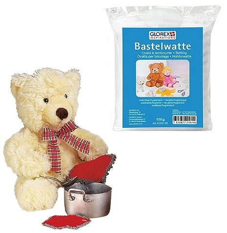 Glorex 04509-1K - Komplettset Kuscheltier zum Selberstopfen, Teddy Flori, ca. 26 cm, inkl. 100 g Watte, zum Basteln und Kuscheln