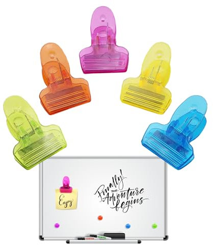 Leddy Living 5 clips magnéticos multicolor gancho de pinza con imán para notas y notas pizarra blanca y nevera, para casa, clase a escuela, oficina, convenciones