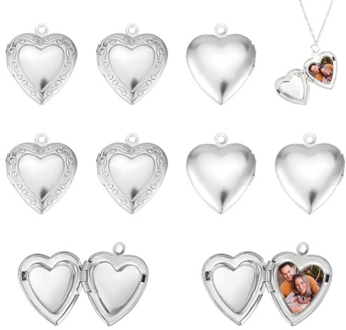 UNICRAFTALE 20 Stück 316 Edelstahl Foto Medaillon Anhänger - Herz Speicher Charms 22.5 mm Metall für Halsketten und Schmuckherstellung