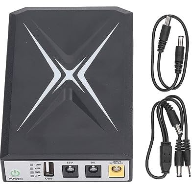 Mini UPS Battery Backup 10400mAh Uninterruptible Power Supply, 9V 12V DC Input, 5V 2A USB Output, Short Circuit Protection, Voltage Fluctuation Compatible with Routers,