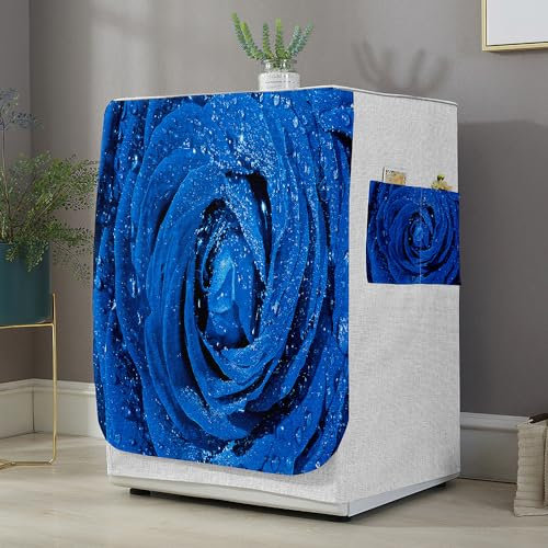 Highdi 3D Funda de Lavadora Cubierta Exterior,Adapta a la Mayoría de Lavadoras y Secadoras de Carga Frontal Protector Solar a Prueba de Polvo (Flor Rosa 4,L Capacidad 10.5~12 KG)