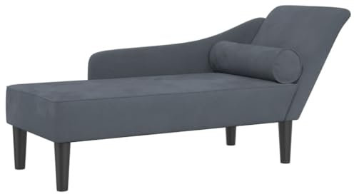vidaXL Chaiselongue, Indoor Lounge Sofa mit Kissen, Gepolsterte Recamiere für Wohnzimmer Schlafzimmer Büro, Relaxliege Couch, Dunkelgrau Samt