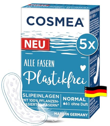 Cosmea Plastikfrei Slipeinlagen Lang – Vorteilspack 5 x 24 Stück – 100% pflanzenbasierte Fasern, atmungsaktiv, ohne Duft – Made in Germany