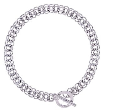 Karen Millen Encrusted Bar & Hoop Necklace For Women (Silver/Clear Crystal)