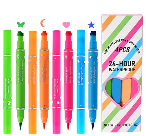 Eye Liner Doppelend, doppelköpfiger Augenliner Tragbarer Augenliner und | Tragbare Kosmetik für Dameninnen, Set von 4 Make-up-Werkzeugen langlebig