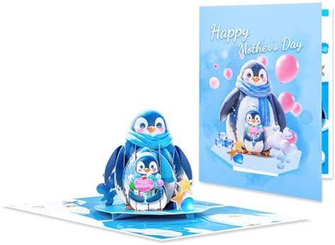 Popup Karten 3D Pinguine Popup Geburtstagskarte Popup Grußkarten Karten für Valentinstag Muttertag Geburtstag