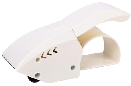 Tesafilm Abroller, Manueller Klebebandabroller für 40-48mm breites Klebeband Scharfe Metallklinge Anti-Rutsch-Design zum Verschließen von Paketen und Kartons (Weiß)
