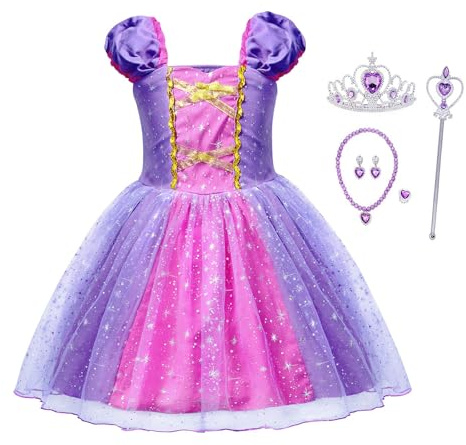 Berich Costume da principessa per bambine, tutù, per feste di compleanno, Halloween, regali di Natale, vestito da Cenerentola