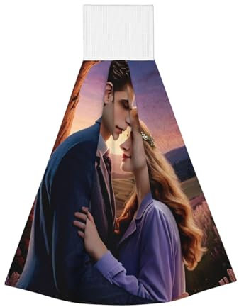 AQRMNBV Saugfähige Handtücher mit Twilight-Embrace-Druck, kleines Korallen-Samt-Handtuch mit Aufhängeschlaufe für Küche und Badezimmer, dekorativ, 35,6 x 45,7 cm