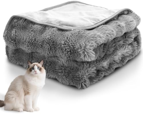 Nobleza wasserdichte Hundedecke, Warme Hundedecke Flauschig, Katzen, M 100 x 80 cm, Wendbar, Maschinenwaschbar, für Sofas und Betten Geeignete kuscheldecke, Grau