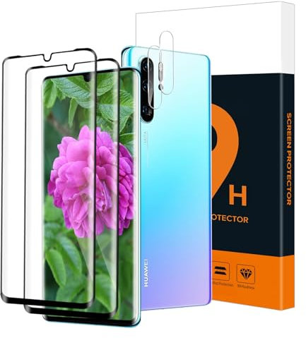 Carantee 2+2 Stück Schutzfolie für Panzerglas für Huawei P30 Pro, Keine Blasen, 3D Volle Abdeckung, 9H Härte Schutzglas+Kameraschutz, Sensitive Touch, HD Klar Huawei P30 Pro Displayschutzfolie