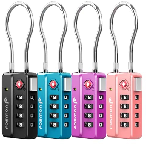 Fosmon Cadenas de Code TSA pour Bagages et Câble de Valise - Lot de 4
