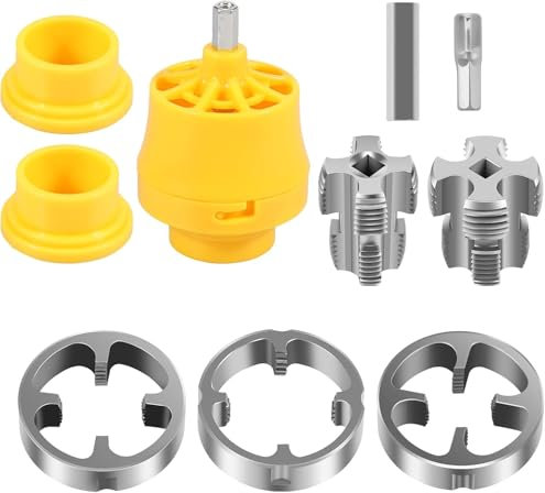 PVC Rohrgewindeschneider Set, Elektrische Bohrmaschine Gewindemacher Werkzeug mit 3 Schneideisen(1/2, 3/4 und 1), Innen und Außen PVC Rohr Gewindebohrer