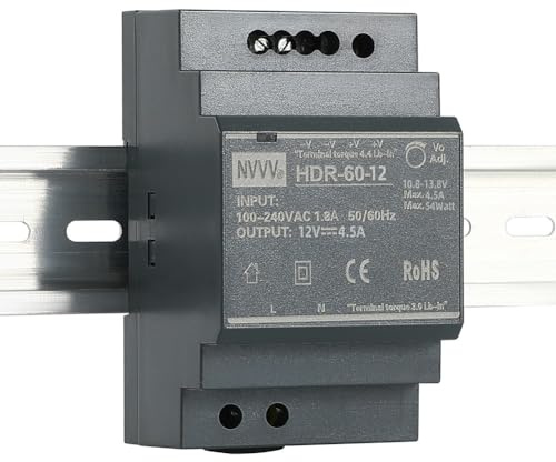 HDR-60-12 DIN-Schienen-Netzteil, 54 W, 12 V, 4,5 A, Ultra Slim Step-Shape 3SU Schienenmontage