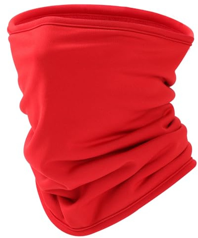 Huccik Snood Polaire Enfant - Tour de Cou Multifonction Hiver Garçon & Fille 6-12 Ans - Cache Cou Respirant avec Protection Visage Anti-Vent pour Ski, Vélo, Course à Pied (Rouge, One Size)