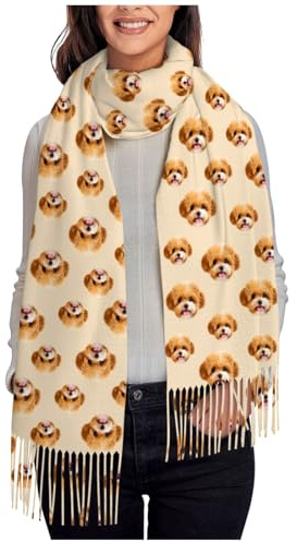 LucBuy Personalisierter Schal mit Gesichtsfotos, Kaschmirschals für Damen und Herren, Weiche Warme Winter und Herbstschals mit Großen Quasten, Witzige, Lange Stola Decke Umhang Geschenke (A6)