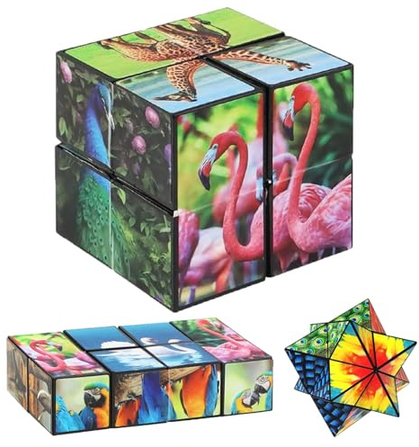 HORREX Infinity Cube, Magic Cube Deformation Sternenwürfel Kinder Lernspielzeug Zauberwürfel Original Stressabbau, Magischer Würfel Tiermuster für Kinder Erwachsene Geburtstagsgeschenk