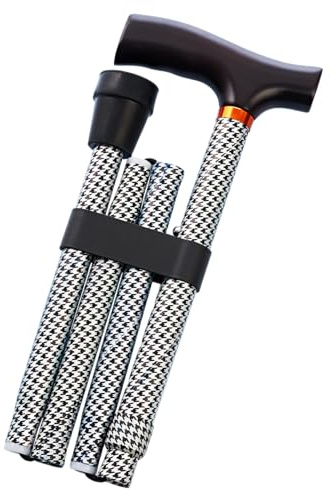 3 PAGEN® Gehstock faltbar – Höhe zwischen 83-93cm einstellbar – Blumenmuster – ideal für unterwegs – rutschfest Dank Gummifuß – Handstock mit ergonomischer Holzgriff - Gehhilfe Senioren