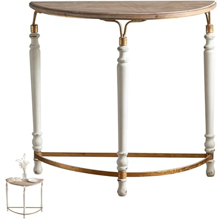 MEUBLLY Table Console Demi-Lune, Tables Console de Salon d'entrée, Tables d'appoint/d'appoint de canapé d'angle Demi-Rond en Bois, Table de canapé étroite, pour Salons, Couloir, Hall d'entrée(White)