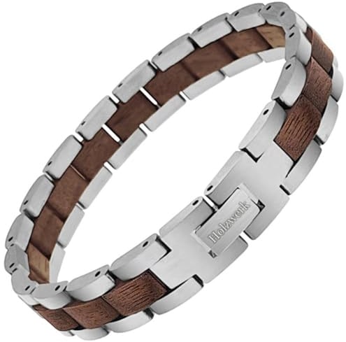 Holzwerk KALKSEE Natur Holz Armband für Damen und Herren Holzarmband Herrenarmband Damenarmband Blau Braun Einstellbar inkl. Aufbewahrungsbox