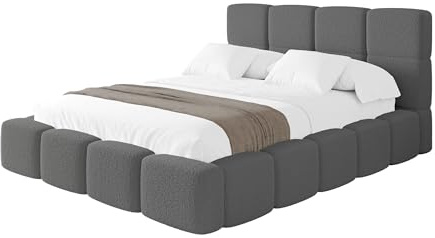 ALTDECOR Polsterbett mit Bettkasten und Lattenrost, Bett mit Matratze H3/H4, Kopfteil, Boxbett, Doppelbett mit Stauraum - NATA 200x200 Grau