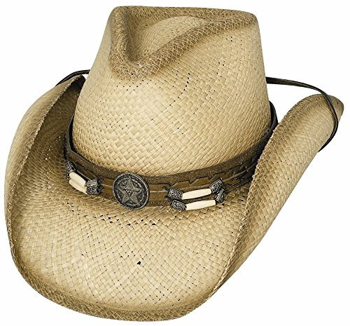 Small Dundee Panama Straw Cowboy Hat with Texas Star Hatband
