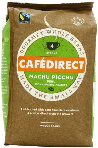 Cafédirect Fairtrade Machu Picchu Organic Whole Beans Coffee 227g (Pack of 2)