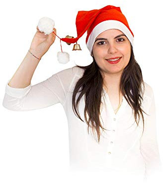 W WIDMANN MILANO Party Fashion 1503P - Weihnachtsmannmütze mit Glöckchen, Stoffmütze, Nikolausmütze, Weihnachten, Mottoparty, Karneval