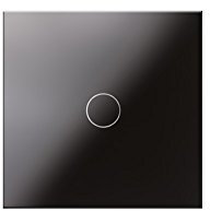 Interruttore della luce dimmer touch di design con piastra in vetro nero.