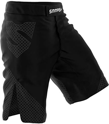 SMMASH Pantalones Cortos Hombre para Artes Marciales Kickboxing Boxeo Muay Thai Deportivos De Combate Dark Knight