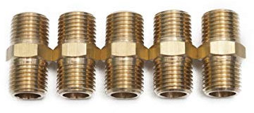 LTWFITTING Messing Fittings Doppelnippel mit Sechskant 1/4 IG Aussengewinde (5 Stücke)