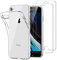 iLiebe Handyhülle mit iPhone 7/8/SE 2020 Hülle + [2 Stück] Schutzfolie, Durchsichtig Case Transparent Silikon TPU Schutzhülle 9H Härte HD Schutzfolie