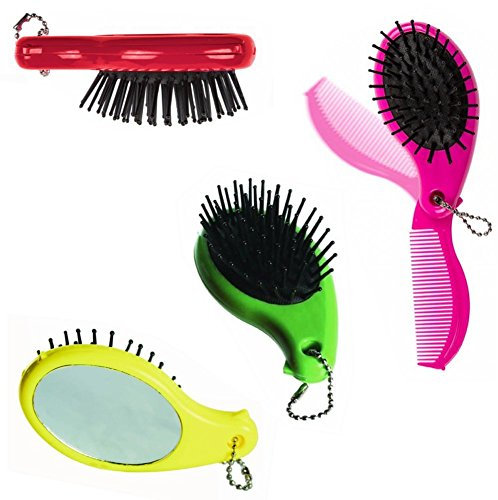 Brosse, peigne et miroir de poche - Couleur aléatoire - Kit beauté 3 en 1 ingénieux - Porte-clés discret et malin