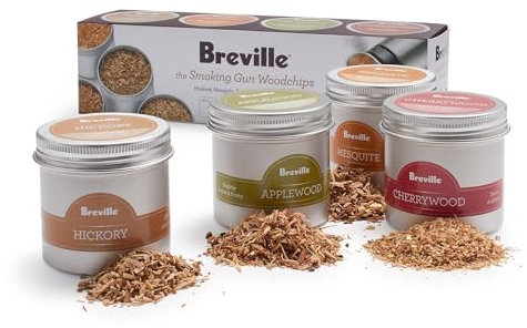 Breville The Smoking Gun Pro Hickory Mesquite Applewood and Cherrywood 4 Piece Woodchip Set - -