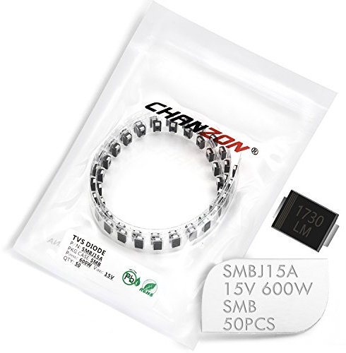 (Packung mit 50 Stück) Chanzon SMD TVS Dioden SMBJ15A SMBJ15 600W 15V SMB (DO-214AA) Unidirektionaler Kanal 600 Watt 15 Volt