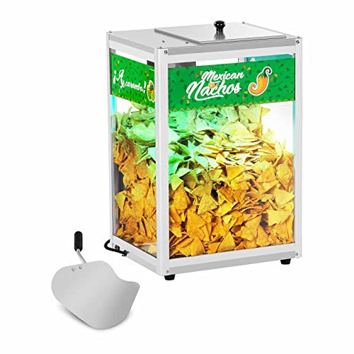 Royal Catering RCNW-1L Nacho Warmer Station Merchandiser (109 W, LED RGB Lights, Heating Temperature 65 °C, Stainless Steel Casing, with Shovel) Green