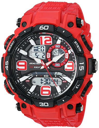 Armitron - Orologio sportivo da uomo, analogico-digitale, con cinturino in resina, Rosso