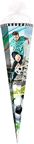 ROTH Geschenk-Schultüte klein Fußball-Star 50 cm - 6-eckig Tüllverschluss - Zuckertüte