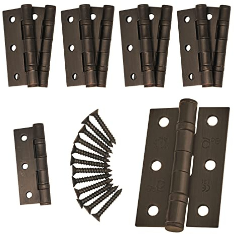 Door Hinges 3 76mm Ball Bearing 5 Pair Pack [10 Hinges & Screws] Dark Bronze