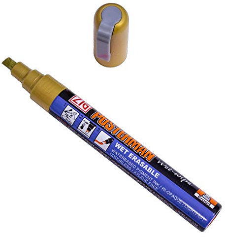 banjado Kreidstifte wasserbasiert | Kreidemarker für Whiteboard abwischbar | Markerstifte für Glasmagnettafel | Spitze 1 bis 6mm variabel | lösungsmittelfrei Farbe: Gold Metallic