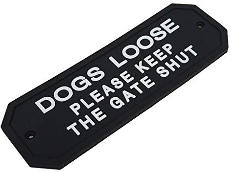 FLAMEER Bold Black and White, Easy to See Warning, Outdoor Notice,Rustic PVC Dog Loose Gate Sign Wall Plaque Board Door Wall Hanging Decoration for Home Garden - DOGS LOOSE