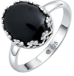 mantraroma Silberring Damen 925 Sterling Silber – ovaler Edelstein Ring, Vintage Statement Ring Schmuck, elegantes Geschenk für Frauen