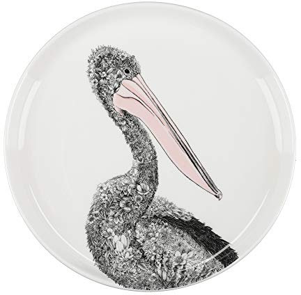 Maxwell & Williams - Petite Assiette en Porcelaine, Dessin de Pélican Australien, Collection Marini Ferlazzo, 20 cm - Multicolores